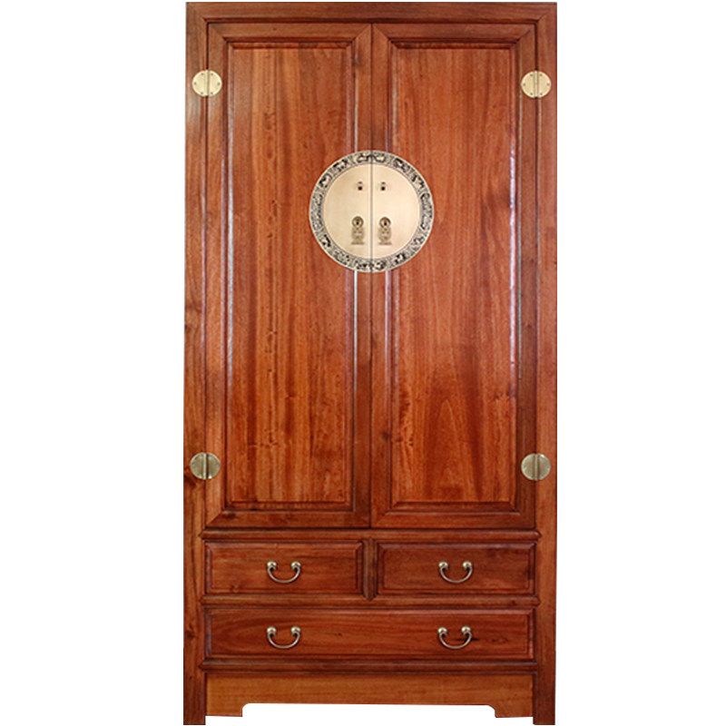 香樟木实木防虫蛀挂两门立柜整装衣橱仿古大