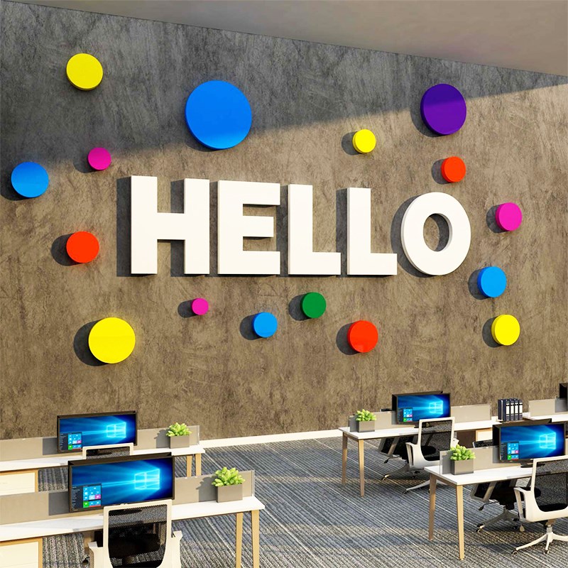 公司企业形象墙办公室墙面装饰高级感文化会议室背景布置励志标语