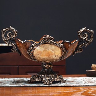 大号水果盘奢华复古高脚糖果盘客厅茶几装 饰品样板房软装