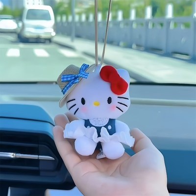 带草帽的itty车载挂件新款毛绒公仔汽车后视镜挂饰出风口夹