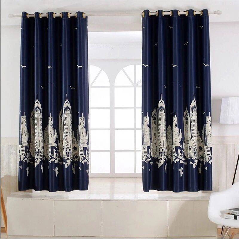 遮光小窗帘布阳台飘窗宿舍短窗帘定制成品短帘半帘卡通儿童房卧室