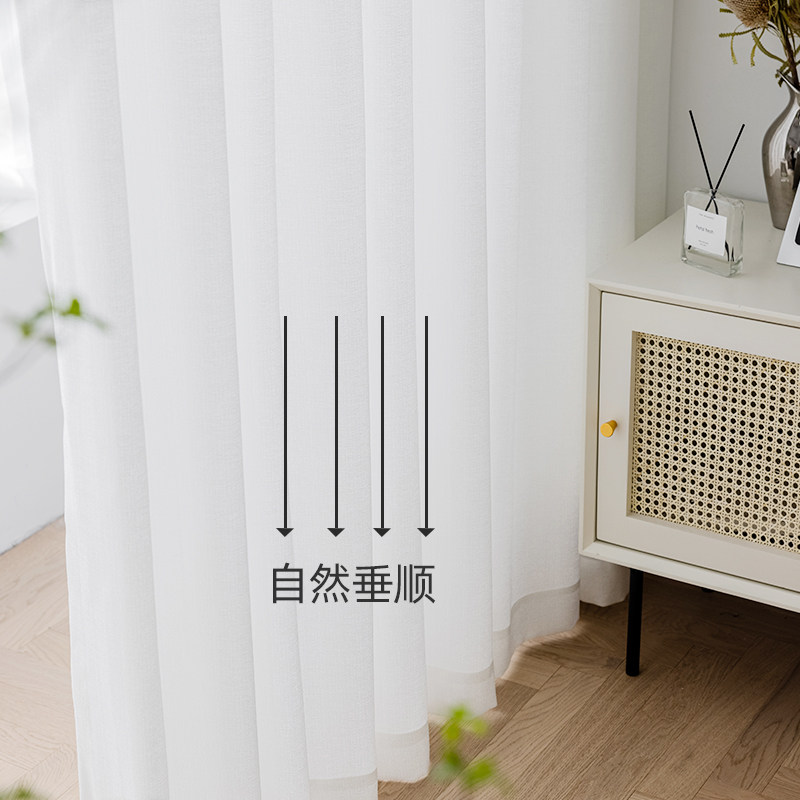 纱帘透光透人阳台纱客厅卧室白色挂钩式飘窗遮光帘窗纱白纱窗帘