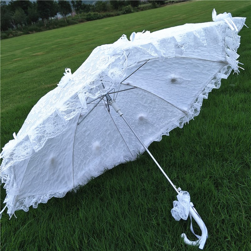 婚纱摄影道具舞蹈白伞花边蕾丝公洋伞女旅拍新娘雨伞长柄自动伞