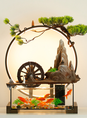 流水摆件循环水招财鱼缸客厅假山喷泉生财中式家居装饰办公室桌面