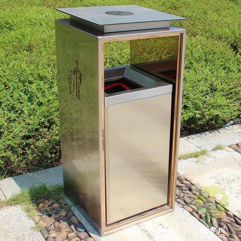 室内酒店小区写字楼大堂电梯厅商用不锈钢垃圾桶导轨金属果皮箱