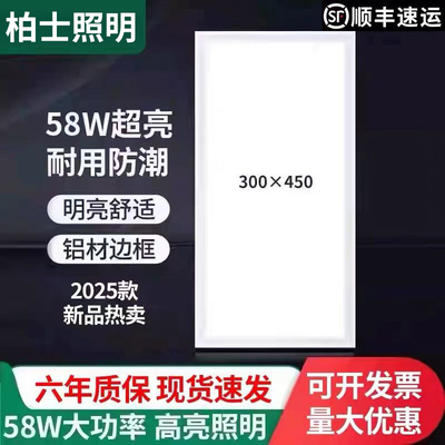300x450集成吊顶灯LED厨卫灯30x45厨房灯铝扣板嵌入式面1.2cm超薄