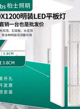 明装LED平板灯600x600吸顶灯300x1200石膏板水泥顶一体面板灯