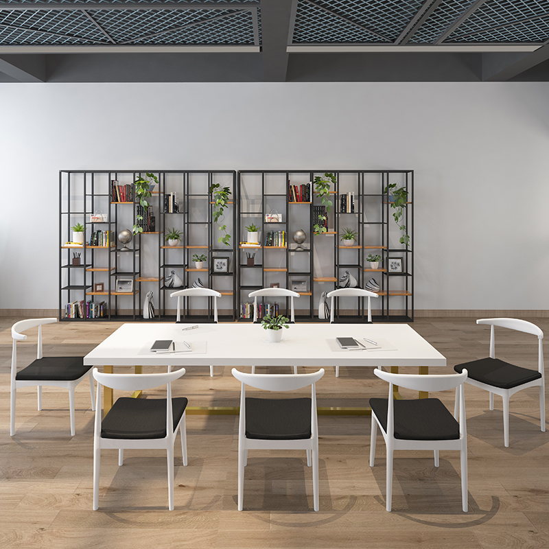 loft实木会议桌简约创意办公桌长桌大型家具职员工作洽谈桌椅组合