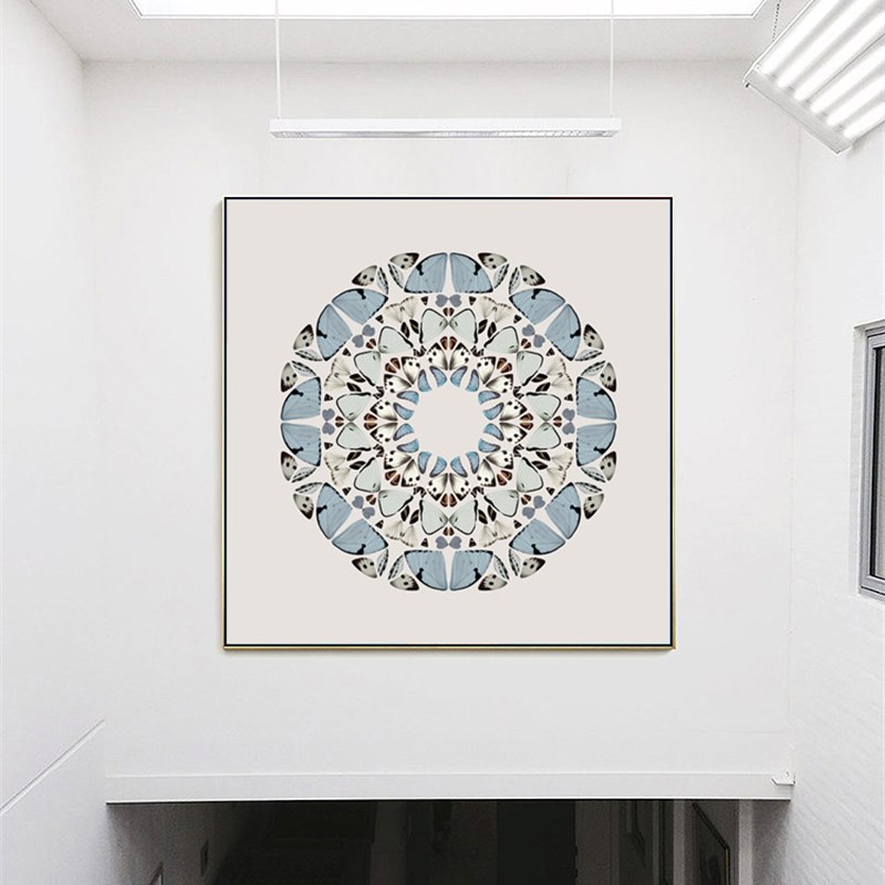 别墅大壁画背景墙豪宅家装客厅墙面装饰画样板房玄关挂画正方形画图片