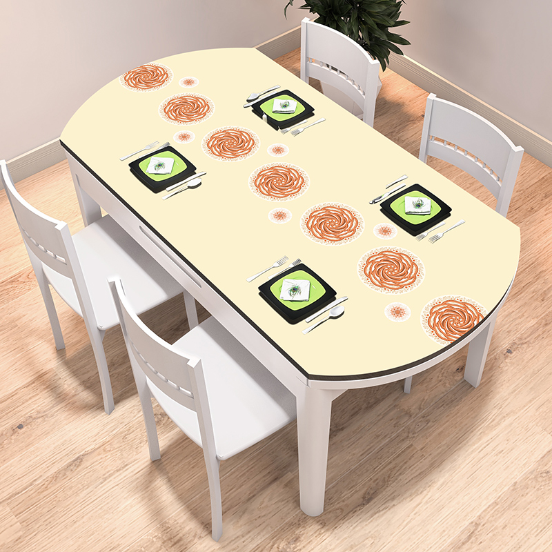 椭圆形桌布防水防油免洗pvc餐桌垫新中式家用塑料茶几垫子防烫厚