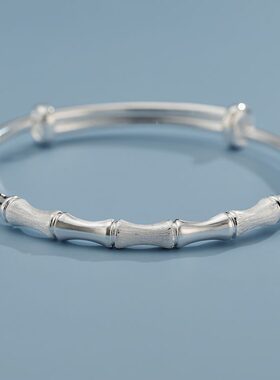 顺钦实心999纯银手镯女银节竹足银手镯楼送女生礼物年轻款手饰S9