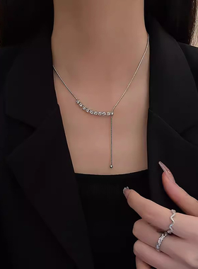 银色锆石项链轻奢百搭高级感