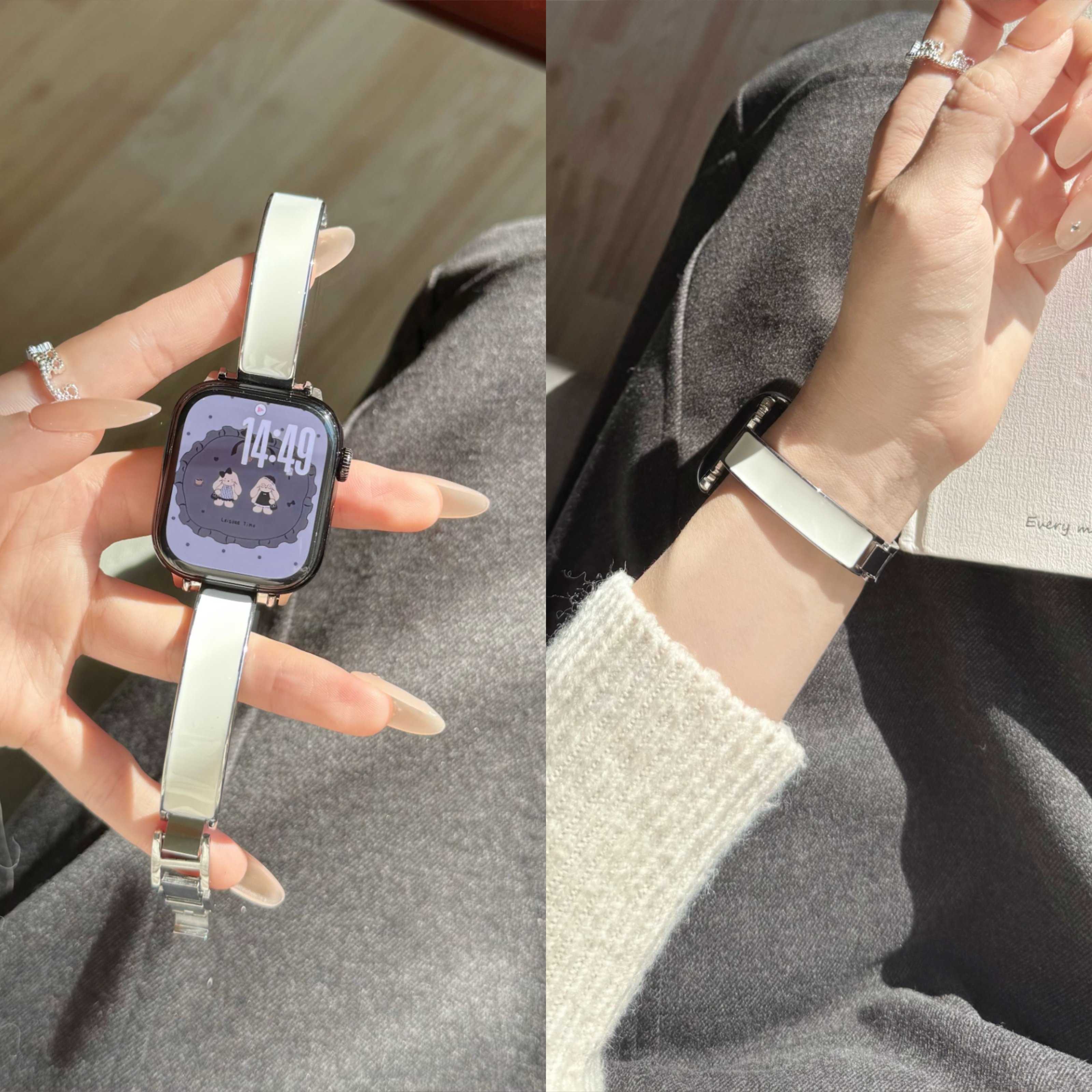 温柔气质手镯表带适用iWatchs11苹果手表表带s10轻奢女款腕带applewatch9/8/7/6/5高级感SE金属表带Ultra小众,智能设备,智能手表手环表带/腕带,淘宝优惠券,粉丝福利购,淘宝优惠卷