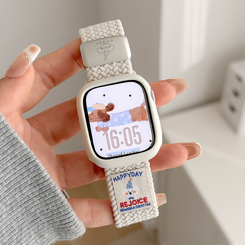 礼貌狗尼龙编织苹果手表表带运动