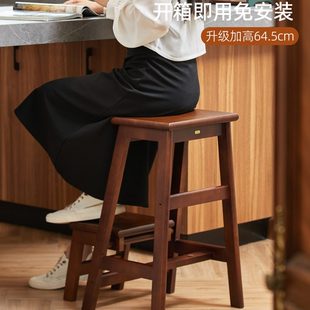 复古高脚凳家用 折叠吧台凳酒吧椅吧台椅子实木吧椅子梯凳轻奢美式