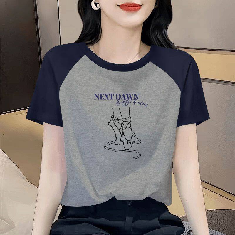 短袖纯棉圆领夏季t恤衫女百搭