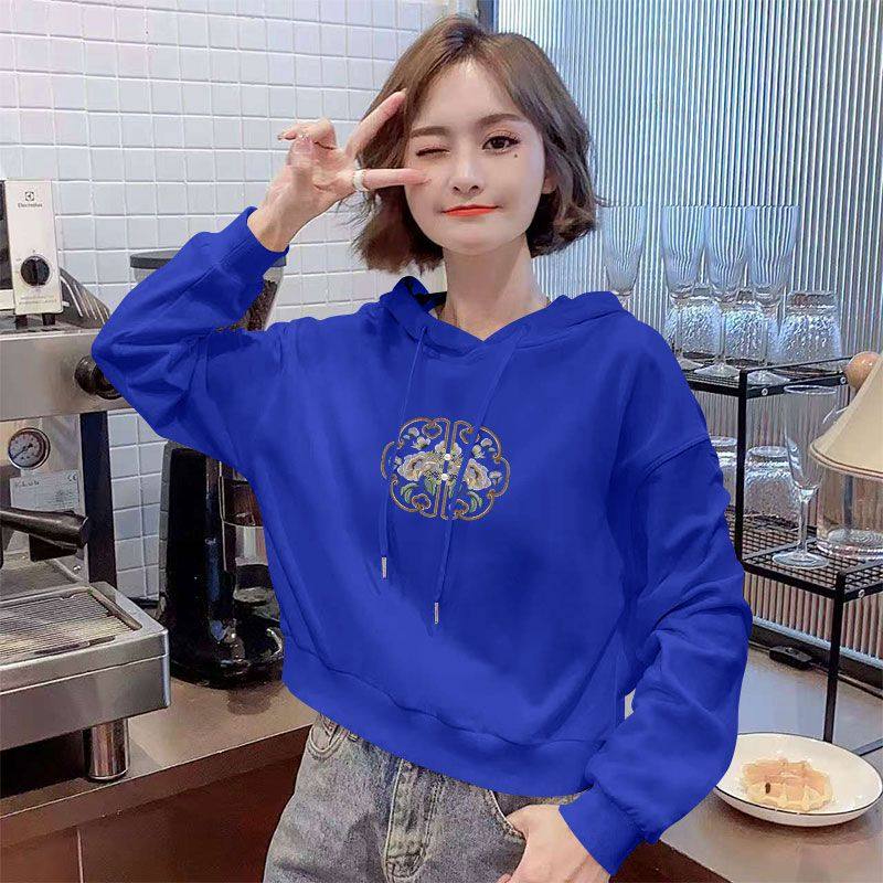 加绒加厚连帽小个子卫衣女秋冬款时尚宽松百搭ins短款设计感上衣