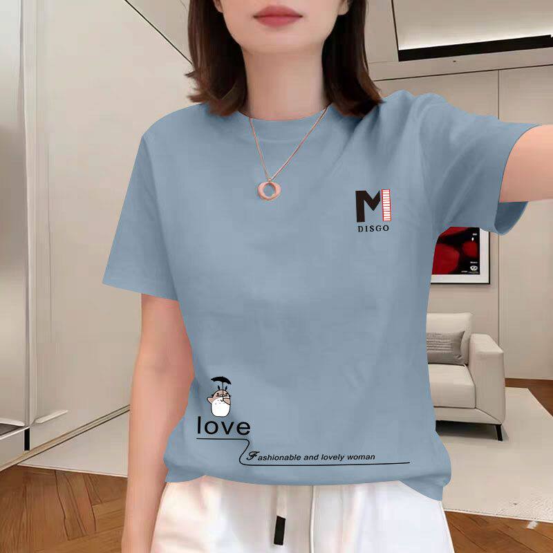 夏季时尚纯棉印花短袖t恤女