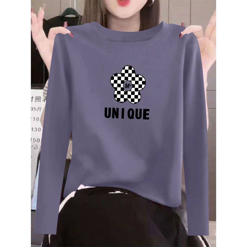 韩版纯棉长袖t恤女时尚春秋上衣