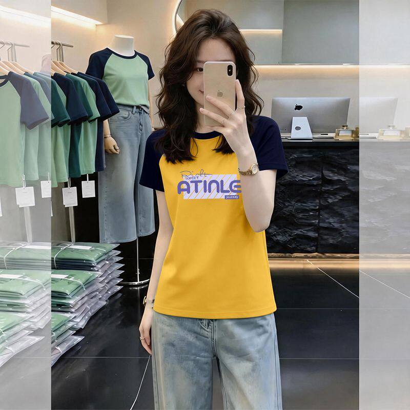 时尚纯棉印花短袖t恤女夏季