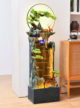 假山水景落地循环水喷泉水幕墙山流水屏风客厅业招财