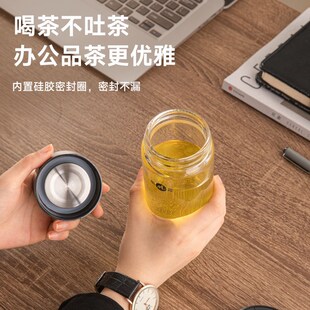 明霞单层玻璃杯便携大容量男士办公商务水杯加厚车载泡茶杯子