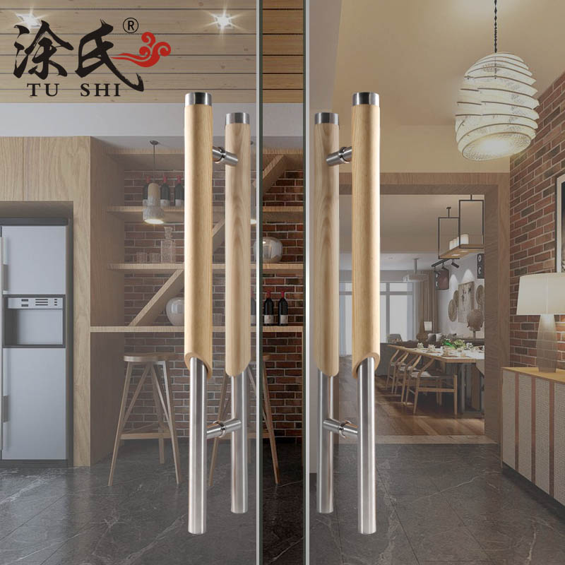 现代风办公室玻璃门拉手把手都市写字楼玻璃隔断大门拉手实木