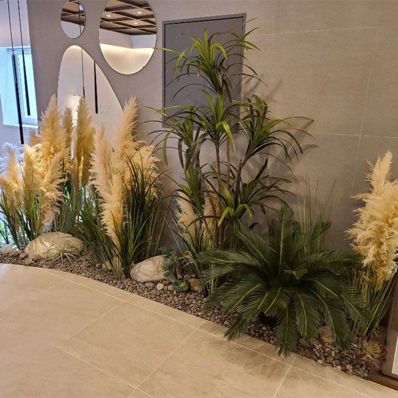 仿真植物装饰大型角落造景假绿植搭配设计芦苇蒲草千年木室内摆件