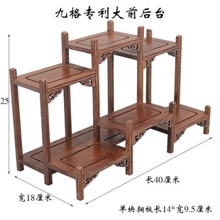 红木工艺品小博古架实木多宝阁底座紫砂壶架茶壶托鸡翅木