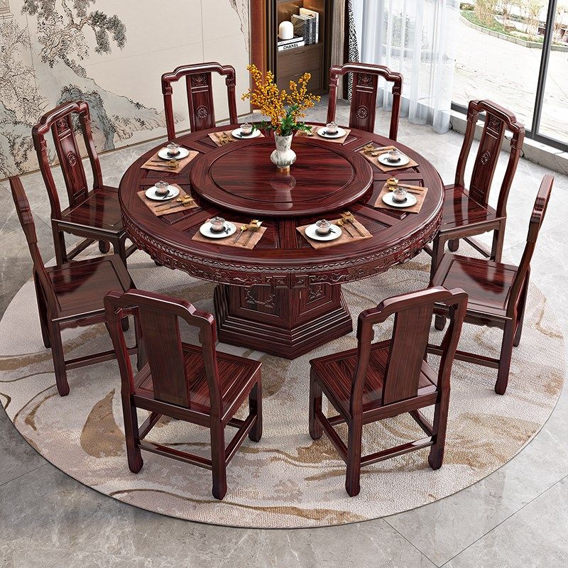 新酸枝木实木餐桌椅现代高档红木圆桌家用小户型吃饭桌子,住宅家具,红木餐桌,淘宝优惠券,粉丝福利购,淘宝优惠卷