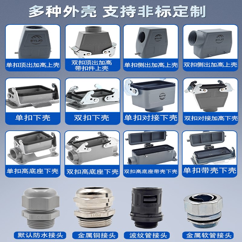 200A大电流接1/2/3/4/6针线端子矩形重载连接器公母对接航空插头