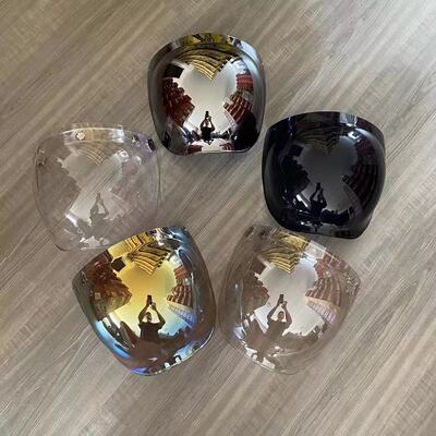 海鸟复古安全帽按扣防风面罩半盔通用泡泡镜片翻转