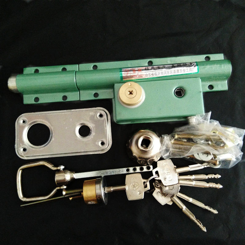 208大门锁齿条锁防盗r锁整体大门锁双开门木门铁门绿色老式大门锁