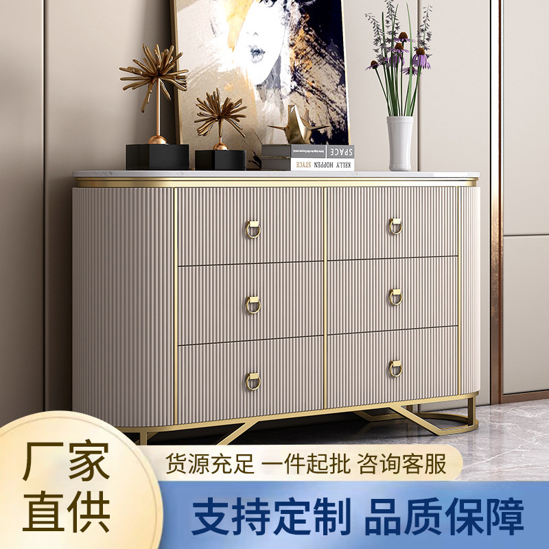 美式轻奢餐边柜墙客厅茶水柜收纳储物柜现代简约厨房橱柜碗柜置物