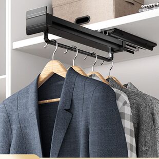 柜器杆衣柜挂衣杆抽拉式纵向横通浅柜竖伸缩衣架衣挂衣内顶装衣橱
