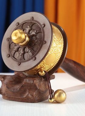 慧宝藏式手摇转随身动纯铜六大明浮雕铜材手转筒家居摆件民族用品