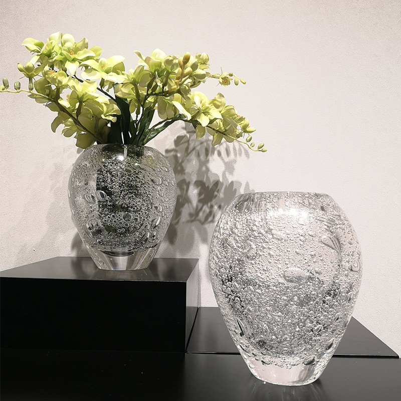 简约现代透明气泡琉璃花瓶家居软装饰品样板房间餐桌花器插花摆件