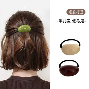 短发留长过渡期发圈半扎发低马尾扎头发绳简约2024秋冬新款不勒发