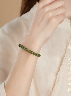 普陀山绿檀檀木朱砂手链念珠沉香盘玩静心手串女款蜜蜡文玩转运珠