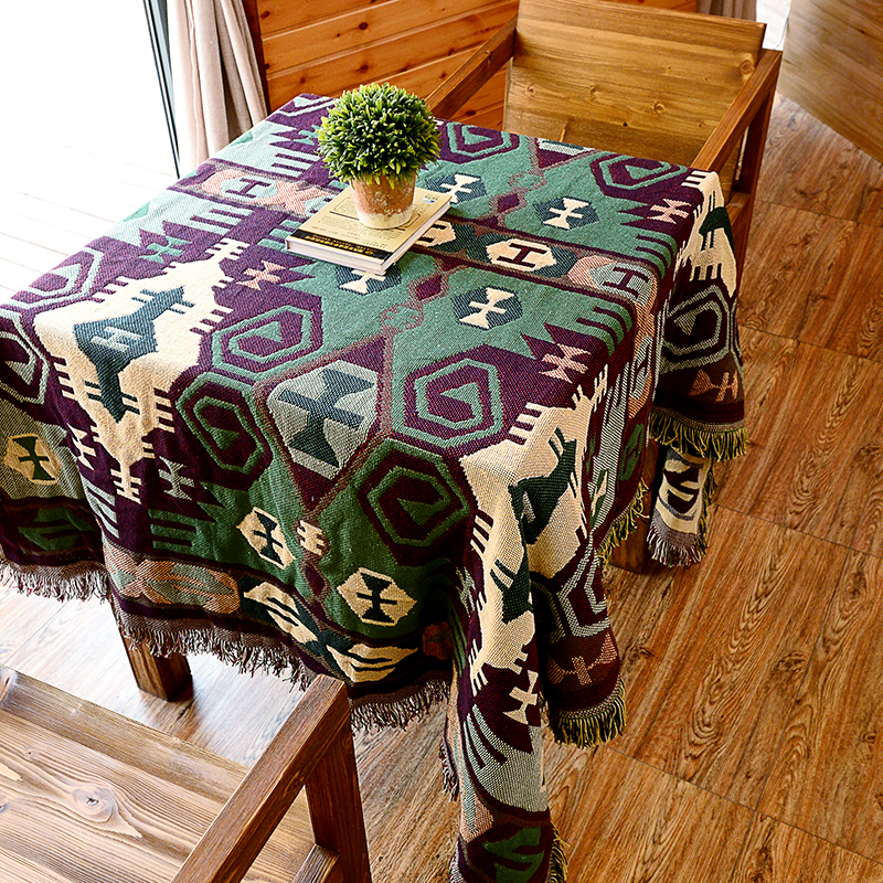 美式乡村三人沙发巾垫罩套全包欧式组合沙发布双面老虎椅盖毯