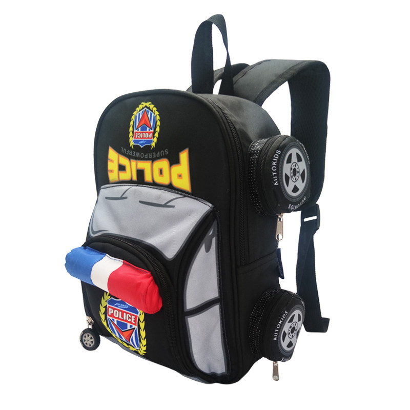 机动宝贝幼儿小书包小童包幼儿园儿童背包警车男童宝宝书包1-4岁