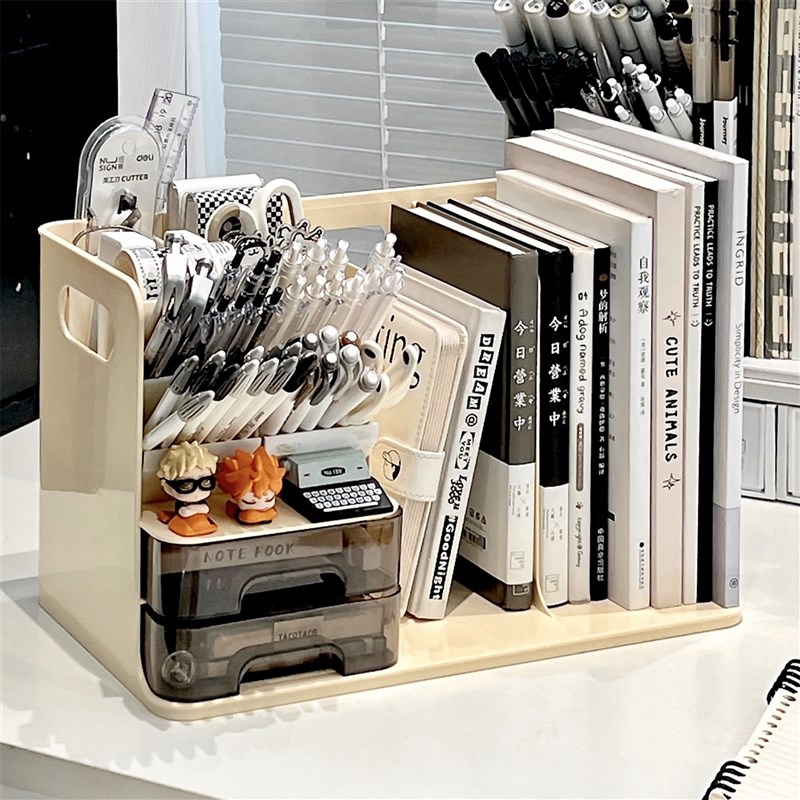 多功能笔筒斜插式大容量办公室桌面文具收纳盒高颜值学生书桌笔桶