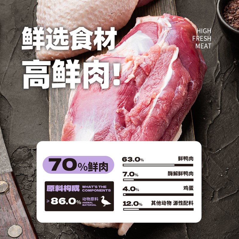 畅享优品k系列低温烘焙鲜肉无谷无肉粉低敏幼成犬全期犬粮500g*10