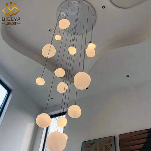 鹅卵石吊灯北欧设计师客厅餐厅个性玻璃吊灯商场别墅工程走廊灯具