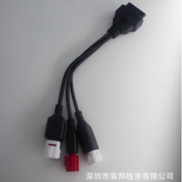 OBDII-16P母头对4P_3P_6P连接器（一拖三连接线）摩托车连接线