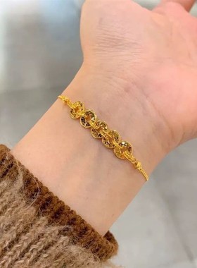 2025新款送礼爆款精致礼物碎碎冰五帝铜钱招财手錬气质百搭K