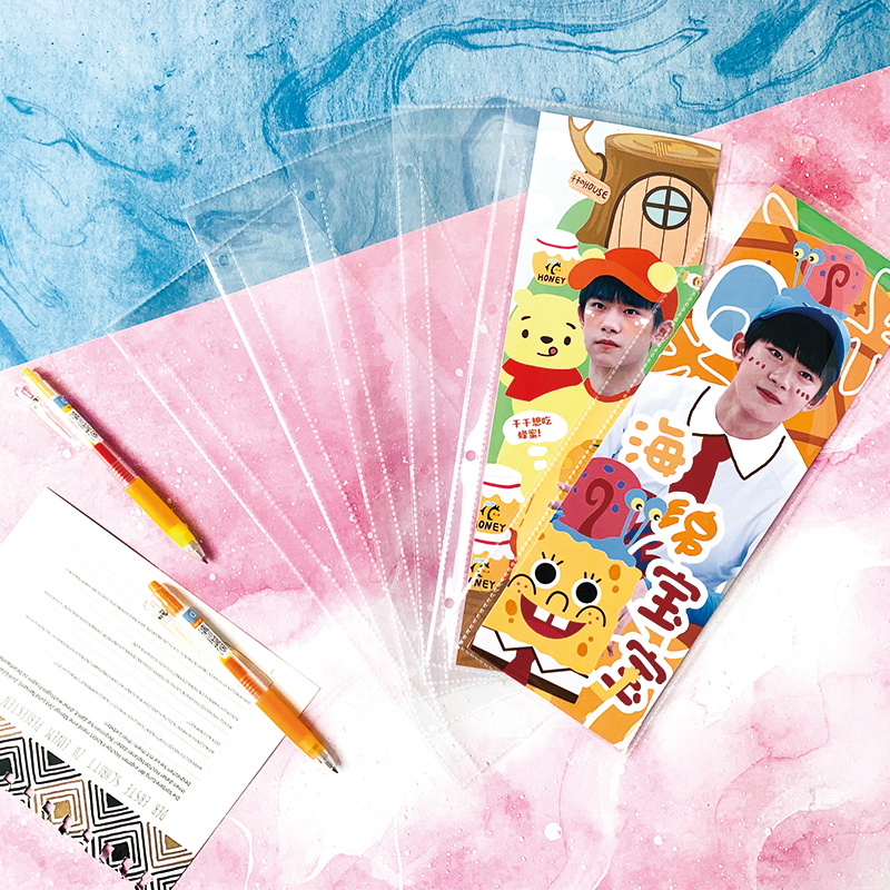 小手幅收纳册30x10cm长书签色卡分装收藏本透明活页夹镭射卡收藏