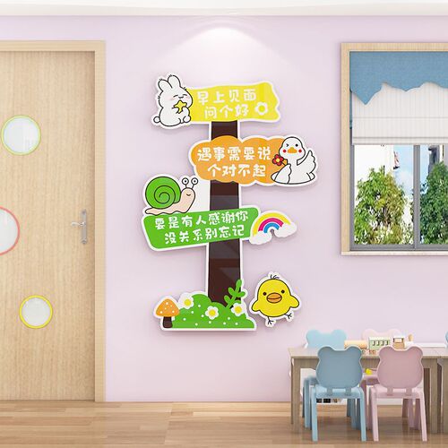 幼儿园环创题墙成品文明礼仪立体教室走廊饰