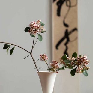 功夫道宋风影青瓷花瓶白瓷干花花插台面水培纯色复古餐桌陶瓷花器