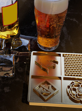 酒吧调酒清吧雕刻多种铜模规格花纹LOGO标志图案压印冰块冰盘菠萝